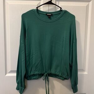 Express Teal Drawstring Hem Sweatshirt